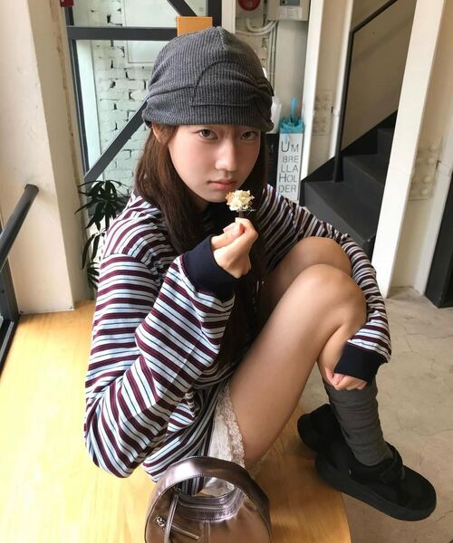 SUNBURNPROJECT(サンバーンプロジェクト)の「Over Fit Stripe Long Sleeve Top, SKY BLUE(Tシャツ/カットソー・レディース・その他・FREE)」の2枚目の写真