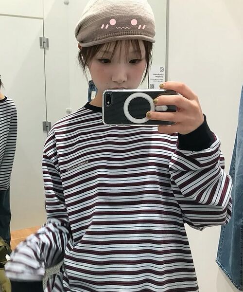 SUNBURNPROJECT(サンバーンプロジェクト)の「Over Fit Stripe Long Sleeve Top, SKY BLUE(Tシャツ/カットソー・レディース・その他・FREE)」の3枚目の写真