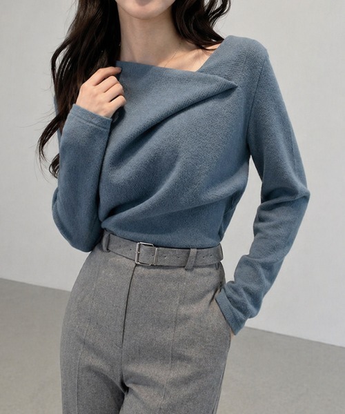 cammie(キャミー)の「デザインニットトップス(ニット/セーター・レディース・ベージュ/ホワイト/ブルー・M/L)」の3枚目の写真