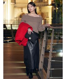 LAGUNAMOON | ヘムレースレイヤードハイウエストエコレザースカート(スカート)