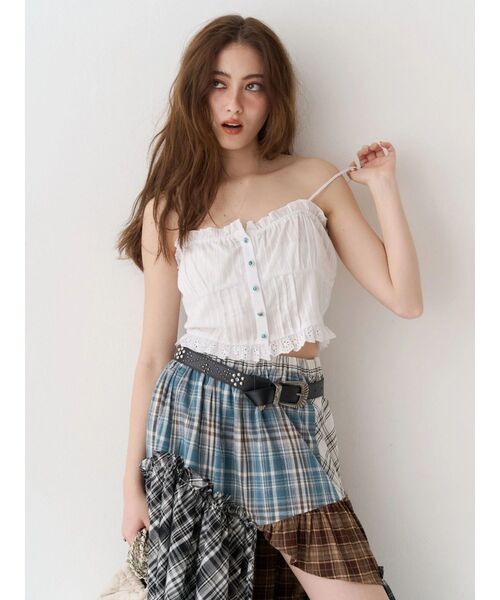 EVRIS(エヴリス)の「チェックドッキングロングスカート(スカート・レディース・ピンク/ブルー・FREE)」の12枚目の写真