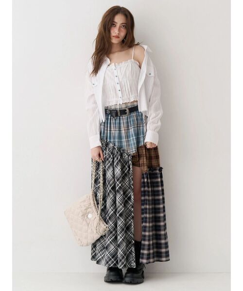 EVRIS(エヴリス)の「チェックドッキングロングスカート(スカート・レディース・ピンク/ブルー・FREE)」の16枚目の写真
