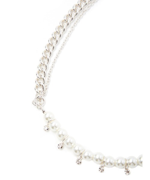 Ameri（アメリ）の「UND NICKEL FREE FAKE PEARL DOCKING CHAIN NECKLACE（ネックレス・レディース・シルバー・FREE）」の5枚目の写真