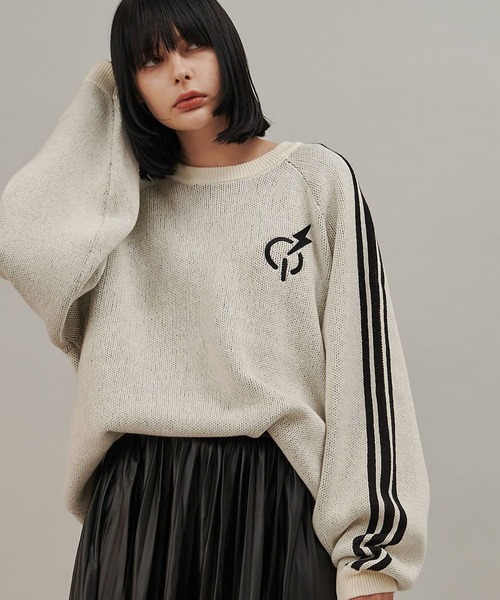 SeeSew(シーソー)の「【UNISEX】LINE KNIT PULLOVER/ラインニットプルオーバー(ニット/セーター・メンズ・アイボリー/ブラック・M/L)」の1枚目の写真