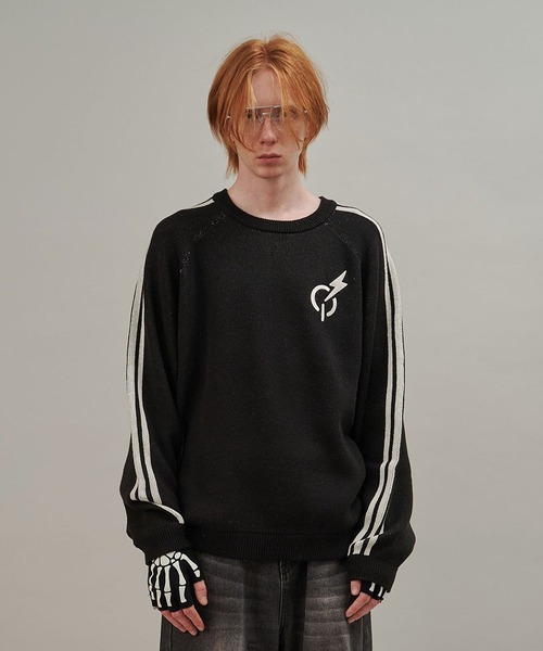 SeeSew(シーソー)の「【UNISEX】LINE KNIT PULLOVER/ラインニットプルオーバー(ニット/セーター・メンズ・アイボリー/ブラック・M/L)」の2枚目の写真