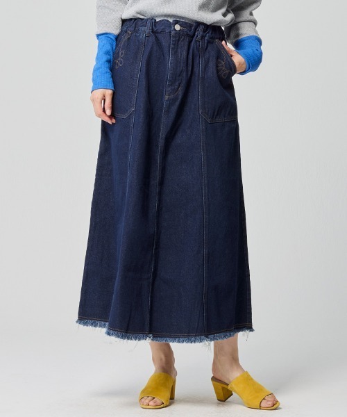 KRIFF MAYER Lady's Collection（クリフメイヤーレディースコレクション）の「【綿100％】デニムウエスタンスカート（デニムスカート・レディース・ライトブルー/ストライプ/ダークブルー/アイボリー・LARGE/MEDIUM）」の3枚目の写真