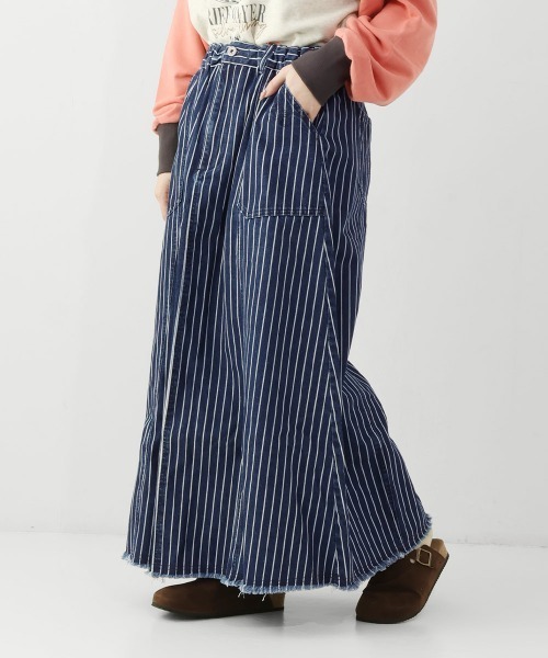 KRIFF MAYER Lady's Collection（クリフメイヤーレディースコレクション）の「【綿100％】デニムウエスタンスカート（デニムスカート・レディース・ライトブルー/ストライプ/ダークブルー/アイボリー・LARGE/MEDIUM）」の4枚目の写真