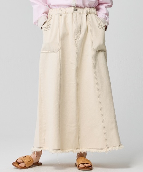 KRIFF MAYER Lady's Collection（クリフメイヤーレディースコレクション）の「【綿100％】デニムウエスタンスカート（デニムスカート・レディース・ライトブルー/ストライプ/ダークブルー/アイボリー・LARGE/MEDIUM）」の2枚目の写真