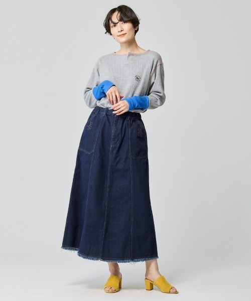 KRIFF MAYER Lady's Collection（クリフメイヤーレディースコレクション）の「【綿100％】デニムウエスタンスカート（デニムスカート・レディース・ライトブルー/ストライプ/ダークブルー/アイボリー・LARGE/MEDIUM）」の5枚目の写真
