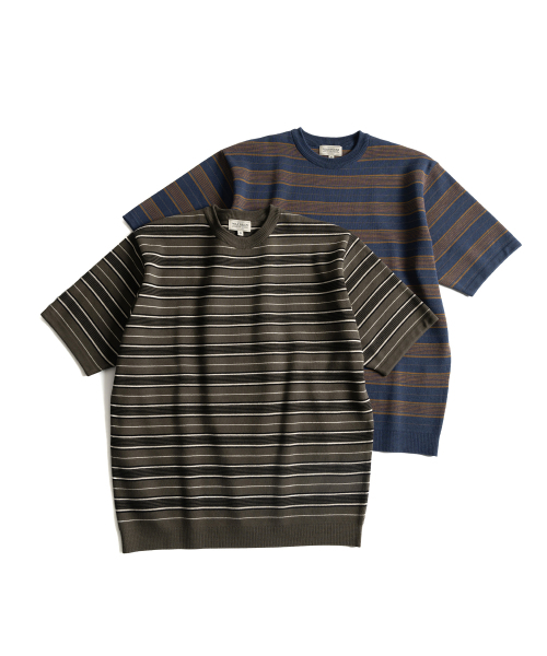 WILD BRICKS(ワイルドブリックス)の「W23 ニットストライプTシャツ(オリーブ&ブラック)(Tシャツ/カットソー・メンズ・その他・LARGE/MEDIUM)」の8枚目の写真