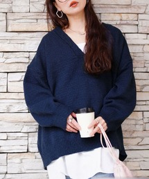 リブ編み」に該当するニット/セーター（ブルー・ネイビー/青色系