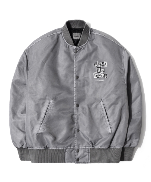 QT8 GARMENTS(キューティーエイトガーメント)の「TL Pigment Stadium Jacket (Grey)(スタジャン・レディース・その他・MEDIUM/LARGE/X-LARGE)」の2枚目の写真