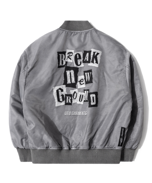 QT8 GARMENTS(キューティーエイトガーメント)の「TL Pigment Stadium Jacket (Grey)(スタジャン・レディース・その他・MEDIUM/LARGE/X-LARGE)」の3枚目の写真