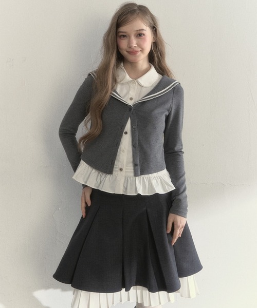 セーラーカラー フェイクレイヤードトップス SP25a041【SunsetPark】【2025AW】