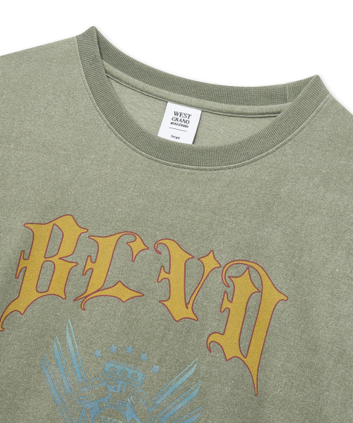 WEST GRAND BOULEVARD（ウエストグランドブルバード）の「オーバーサイズ GARAGE ピグメント 半袖Tシャツ WASHED KHAKI（Tシャツ/カットソー・メンズ・その他・MEDIUM/LARGE/X-LARGE）」の3枚目の写真