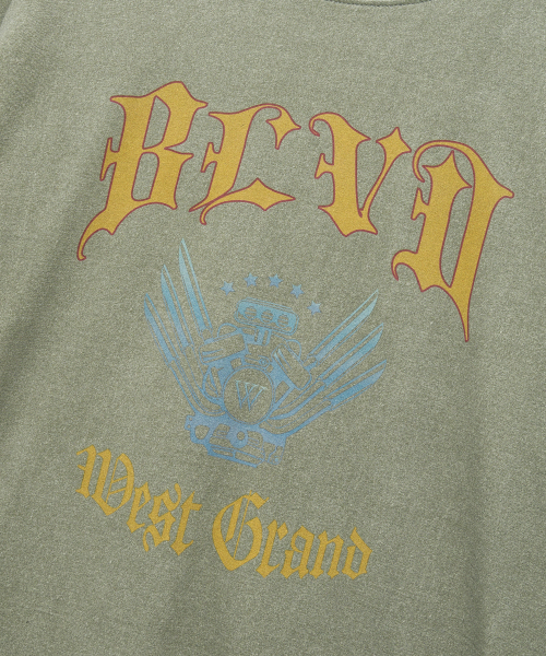 WEST GRAND BOULEVARD（ウエストグランドブルバード）の「オーバーサイズ GARAGE ピグメント 半袖Tシャツ WASHED KHAKI（Tシャツ/カットソー・メンズ・その他・MEDIUM/LARGE/X-LARGE）」の4枚目の写真