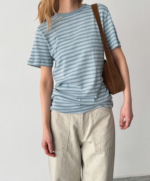 CANAL JEAN(キャナルジーン)の「Miller パネルリブクルーネックTシャツ(Tシャツ/カットソー・レディース・グレー/ミント/ホワイト/ブルー/イエロー・MEDIUM)」の5枚目の写真