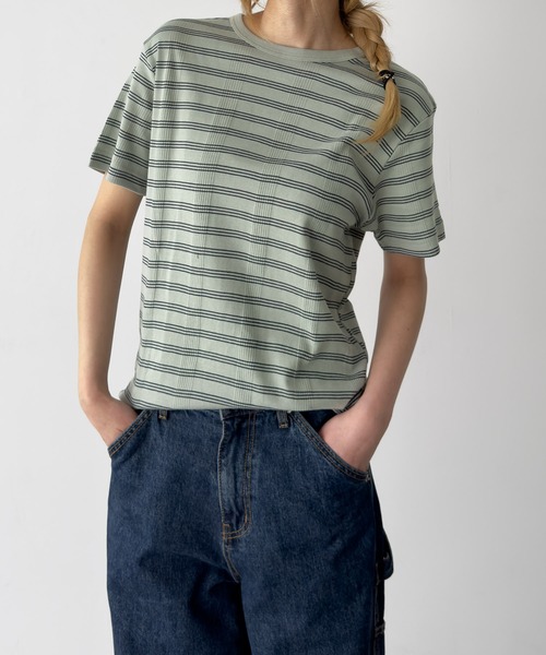 CANAL JEAN(キャナルジーン)の「Miller パネルリブクルーネックTシャツ(Tシャツ/カットソー・レディース・グレー/ミント/ホワイト/ブルー/イエロー・MEDIUM)」の4枚目の写真