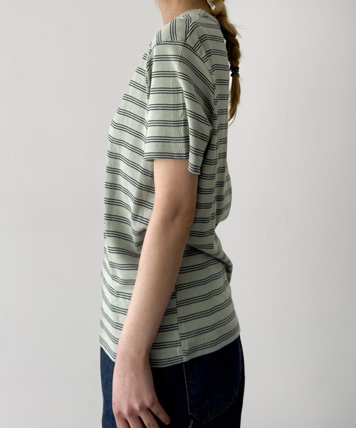 CANAL JEAN(キャナルジーン)の「Miller パネルリブクルーネックTシャツ(Tシャツ/カットソー・レディース・グレー/ミント/ホワイト/ブルー/イエロー・MEDIUM)」の7枚目の写真