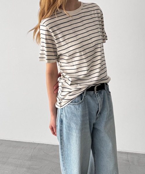 CANAL JEAN(キャナルジーン)の「Miller パネルリブクルーネックTシャツ(Tシャツ/カットソー・レディース・グレー/ミント/ホワイト/ブルー/イエロー・MEDIUM)」の14枚目の写真