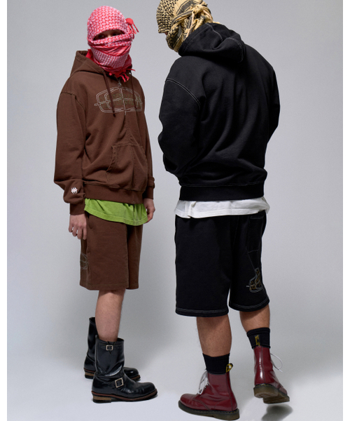 AFTERMATH（アフターマス）の「CONTRAST STITCH SWEAT SHORTS (BROWN)（その他パンツ・レディース・ブラック・MEDIUM/LARGE/X-LARGE）」の3枚目の写真
