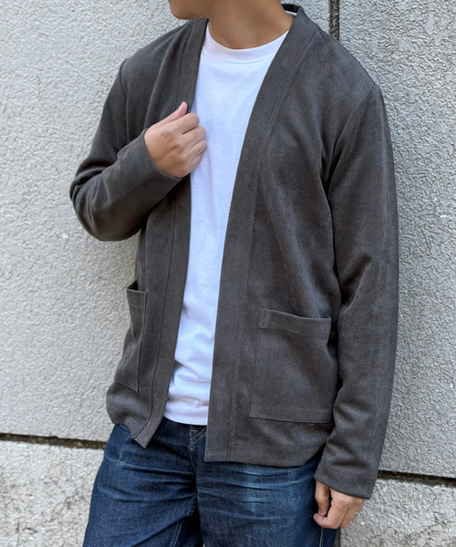 ikka（イッカ）の「スエードカーデインナーセット（カーディガン/ボレロ・メンズ・チャコール/ベージュ/ネイビー・M/L/XL/S）」の2枚目の写真