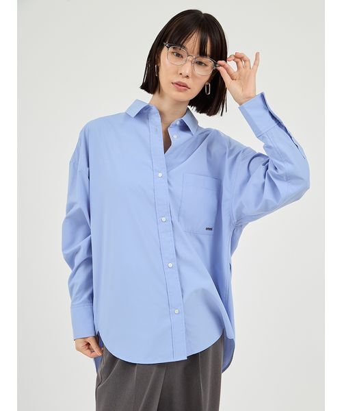 emmi（エミ）の「emmiロゴ刺繍シャツ（シャツ/ブラウス・レディース・チェック/クリーム/ブルー・F）」の12枚目の写真