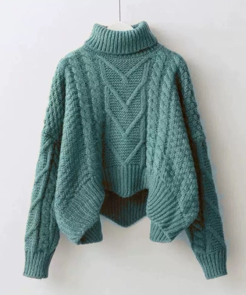 CADBURY（キャドバリー）の「変形ｹｰﾌﾞﾙ編みﾀｰﾄﾙﾆｯﾄ（ニット/セーター・レディース・オレンジ/ベージュ/レッド/ホワイト/カーキ/ブラック/ブルー・FREE）」の6枚目の写真