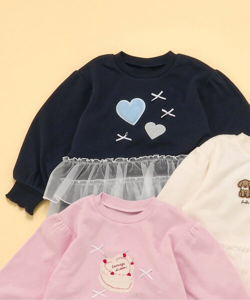 apres les cours（アプレレクール）の「裏シャギーペプラムモチーフトレーナー_ジュニア対応（スウェット・キッズ・ネイビー/アイボリー/ピンク・100/90/80/110/140/130/120）」の2枚目の写真