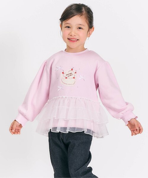 apres les cours（アプレレクール）の「裏シャギーペプラムモチーフトレーナー_ジュニア対応（スウェット・キッズ・ネイビー/アイボリー/ピンク・100/90/80/110/140/130/120）」の3枚目の写真