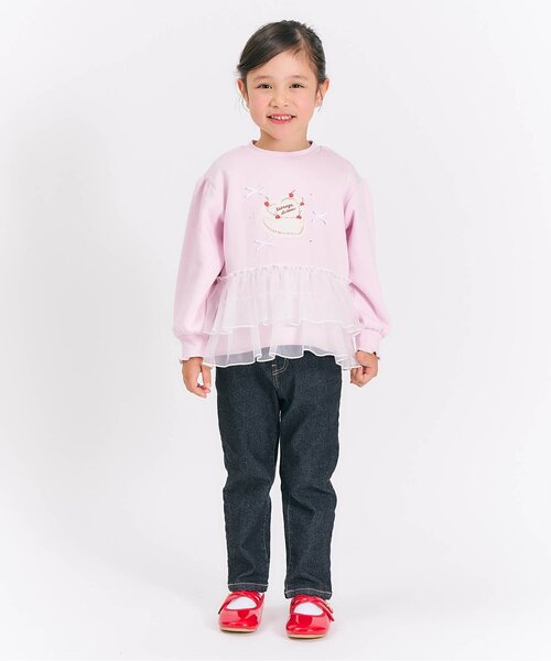 apres les cours（アプレレクール）の「裏シャギーペプラムモチーフトレーナー_ジュニア対応（スウェット・キッズ・ネイビー/アイボリー/ピンク・100/90/80/110/140/130/120）」の6枚目の写真