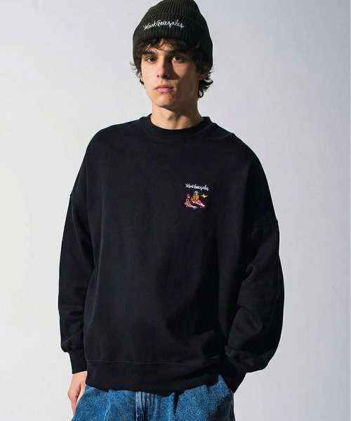 Mark Gonzales(マーク・ゴンザレス)の「Mark Gonzales(マーク ゴンザレス) ワンポイントロゴ プルオーバースウェット / WEB・直営店限定(スウェット・メンズ・ブラック系1/ホワイト系1/ホワイト系2/ブラック系2・M/L/XL)」の4枚目の写真