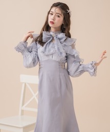 花柄ドッキングロングワンピース