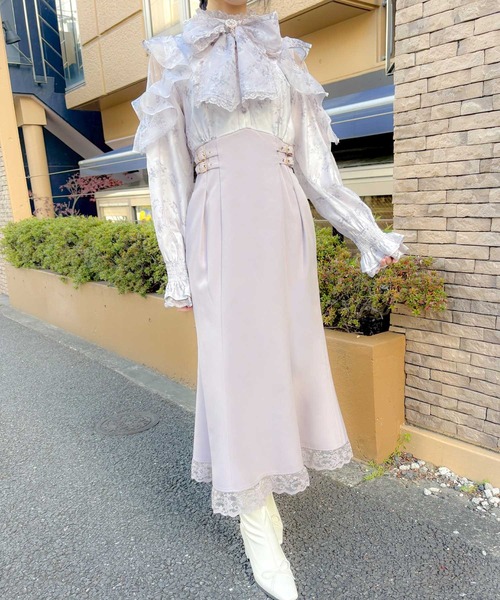 ROJITA 花柄ドッキング長袖ロングワンピース coutureBYROJITA