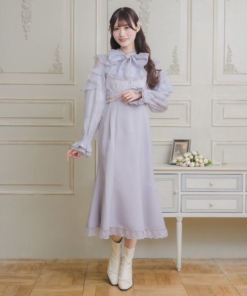 ROJITA 花柄ドッキングロングワンピース 量産型 花柄ドッキングロング