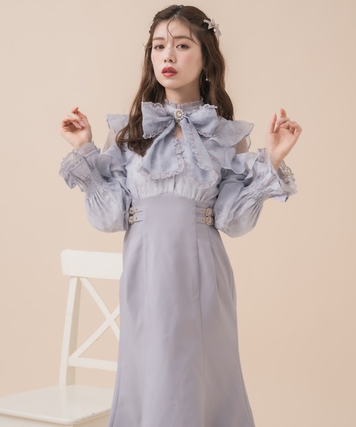 couture BY ROJITA(クチュールバイロジータ)の「花柄ドッキングロングワンピース(ワンピース・レディース・ブルー/ブラック/ピンク・FREE)」の7枚目の写真