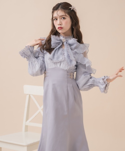 couture BY ROJITA(クチュールバイロジータ)の「花柄ドッキングロングワンピース(ワンピース・レディース・ブルー/ブラック/ピンク・FREE)」の8枚目の写真