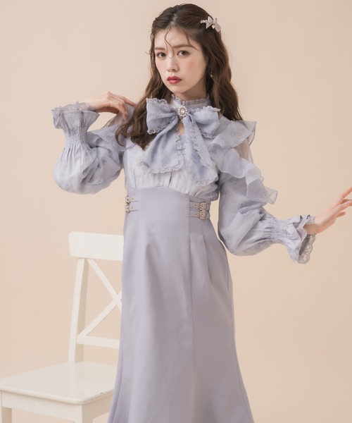 couture BY ROJITA(クチュールバイロジータ)の「花柄ドッキングロングワンピース(ワンピース・レディース・ブルー/ブラック/ピンク・FREE)」の10枚目の写真