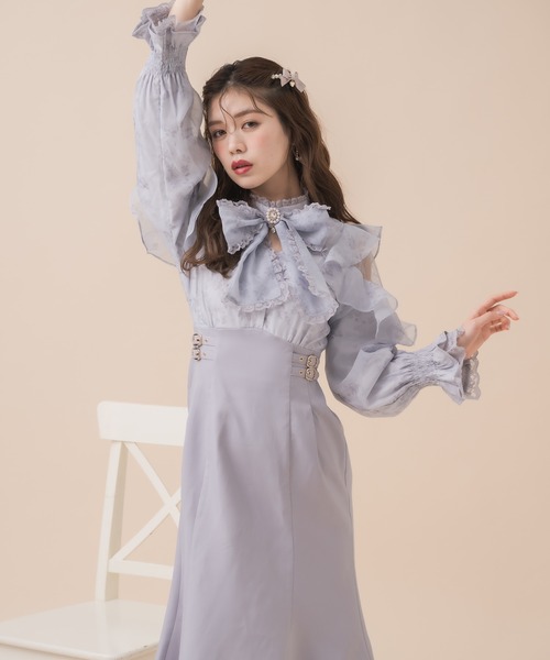 couture BY ROJITA(クチュールバイロジータ)の「花柄ドッキングロングワンピース(ワンピース・レディース・ブルー/ブラック/ピンク・FREE)」の12枚目の写真