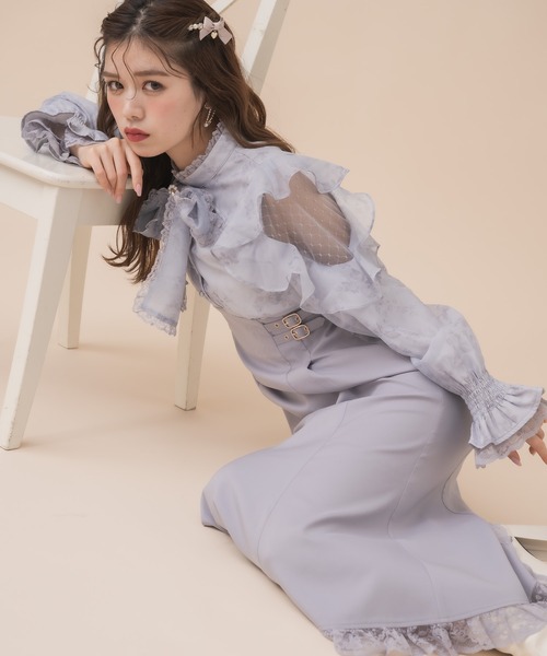 couture BY ROJITA 花柄ドッキングロングワンピース ブルー 花柄ドッキングロングワンピース（ワンピース）｜couture BY ROJITA