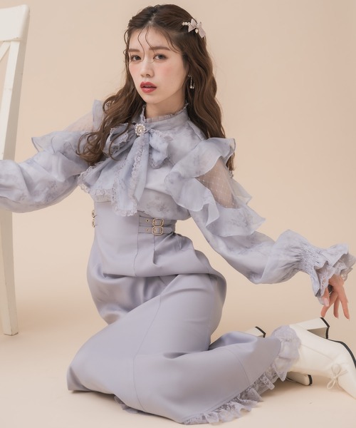 couture BY ROJITA(クチュールバイロジータ)の「花柄ドッキングロングワンピース(ワンピース・レディース・ブルー/ブラック/ピンク・FREE)」の14枚目の写真