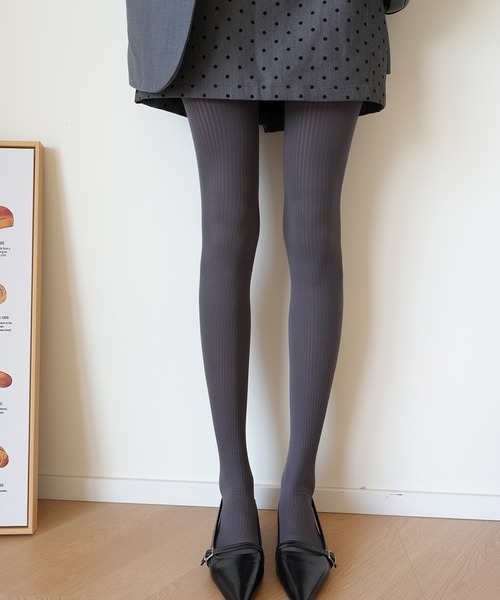WEGO（ウィゴー）の「WEGO/トレンド見え！リブカラータイツ（タイツ/ストッキング・レディース・ブラック/ワイン/ライトグレー/ダークグレー・FREE）」の3枚目の写真