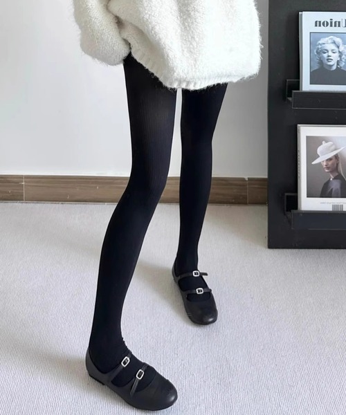 WEGO（ウィゴー）の「WEGO/トレンド見え！リブカラータイツ（タイツ/ストッキング・レディース・ブラック/ワイン/ライトグレー/ダークグレー・FREE）」の2枚目の写真
