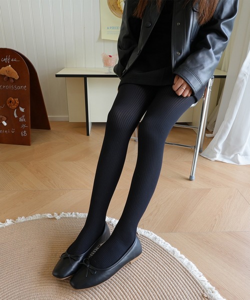 WEGO（ウィゴー）の「WEGO/トレンド見え！リブカラータイツ（タイツ/ストッキング・レディース・ブラック/ワイン/ライトグレー/ダークグレー・FREE）」の10枚目の写真