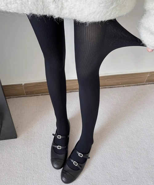 WEGO（ウィゴー）の「WEGO/トレンド見え！リブカラータイツ（タイツ/ストッキング・レディース・ブラック/ワイン/ライトグレー/ダークグレー・FREE）」の9枚目の写真