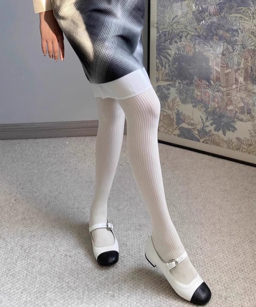 WEGO（ウィゴー）の「WEGO/トレンド見え！リブカラータイツ（タイツ/ストッキング・レディース・ブラック/ワイン/ライトグレー/ダークグレー・FREE）」の6枚目の写真