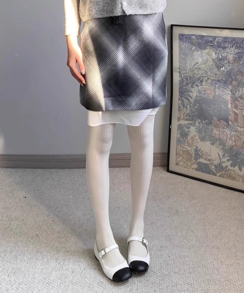 WEGO（ウィゴー）の「WEGO/トレンド見え！リブカラータイツ（タイツ/ストッキング・レディース・ブラック/ワイン/ライトグレー/ダークグレー・FREE）」の7枚目の写真