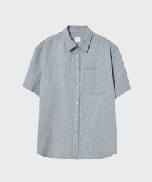 TLEYOUNG（トゥリョン）の「オールデイシアサーカーギンガムチェックハーフシャツ, ブルーグリーン（シャツ/ブラウス）」