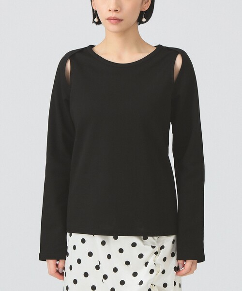 Ray BEAMS（レイビームス）の「ショルダー オープン ロングスリーブ Tシャツ（Tシャツ/カットソー・レディース・オフホワイト/ブラック・ONE SIZE）」の13枚目の写真
