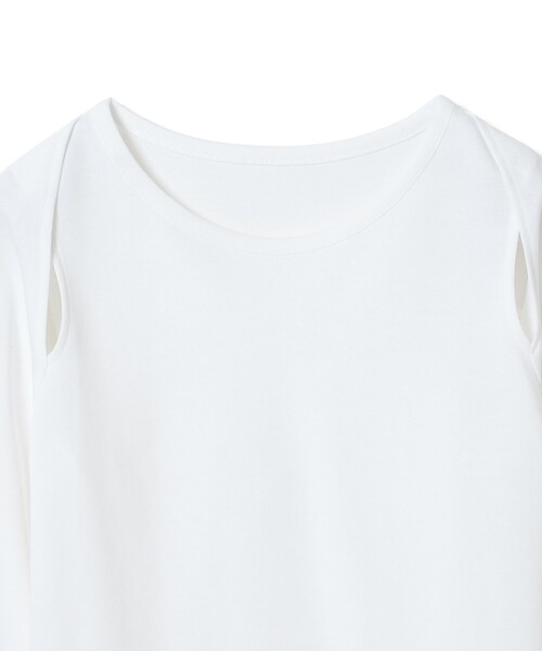 Ray BEAMS（レイビームス）の「ショルダー オープン ロングスリーブ Tシャツ（Tシャツ/カットソー・レディース・オフホワイト/ブラック・ONE SIZE）」の7枚目の写真